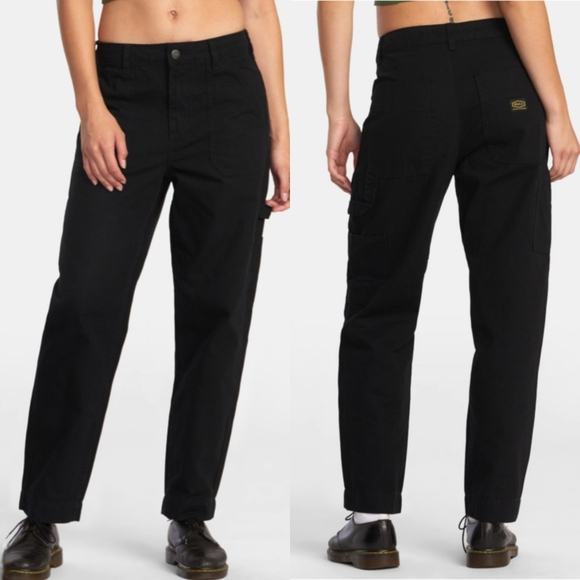 RVCA Pants - WOMEN'S RVCA BLACK RECESSION CARPENTER PANT SIZE 27 NWOT
